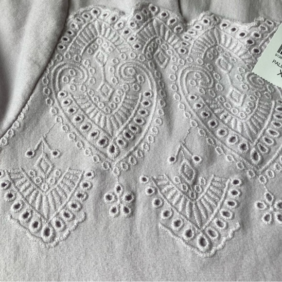 J. Jill Eyelet Trim 3/4 Bell Sleeve Square Neck Top Blouse Pale Lilac Sz XL NWT - Picture 13 of 14